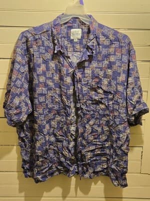 Steve Harvey Shirt Mens 3XL Blue Abstract Geometric Short Sleeve Button-Up - Image 1