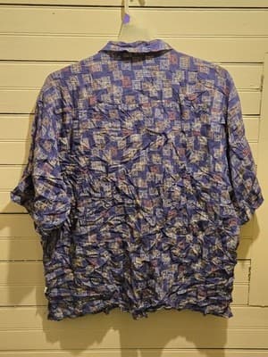 Steve Harvey Shirt Mens 3XL Blue Abstract Geometric Short Sleeve Button-Up - Thumbnail 3