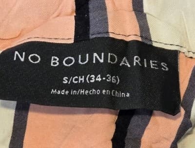 No Boundaries Blouse Womens S Striped Short Sleeve Button Front Vertical Peach - Thumbnail 2