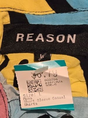 Reason Shirt Mens L Short Sleeve Casual Graphic Abstract Colorblock Pastel Multi - Thumbnail 2