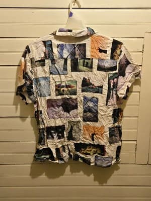 No Boundaries Shirt Mens 2XL Photo Collage Graphic Print Short Sleeve Button Up - Thumbnail 3