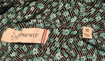 Departwest Blouse Womens XL Teal Black Short Sleeve Button Front Top Lightweight - Thumbnail 2