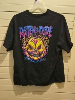 Worlds of Fun Haunt T-Shirt Mens XXL Rotten to the Core Pumpkin Skull Graphic - Image 1