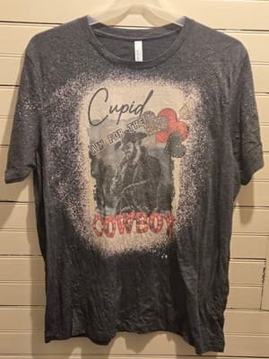 Bella+Canvas Shirt Mens 2XL Cupid Aim For The Cowboy Graphic Gray Short Sleeve - Image 1