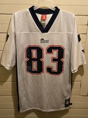 Reebok NFL Jersey Mens L Wes Welker 83 New England Patriots White Mesh VNeck - Thumbnail 3