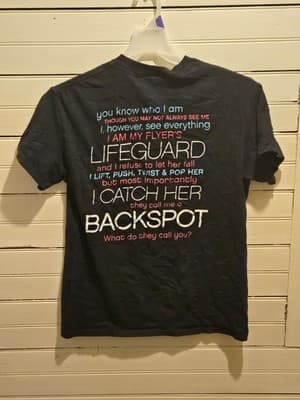 Backspot Graphic T-Shirt Black Cheerleading Lifeguard Backspot Slogan Tee - Thumbnail 2