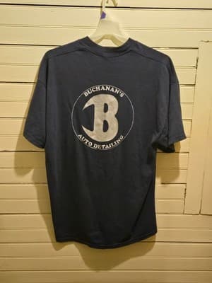 Buchanans Auto Detailing Shirt Mens Navy Short Sleeve Chest Logo Back Print - Thumbnail 2