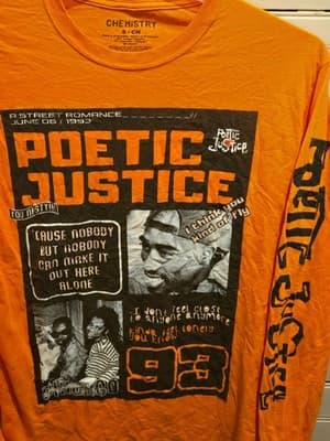 Chemistry Poetic Justice T-Shirt Mens S Orange Long Sleeve Graphic 98 Movie - Thumbnail 3