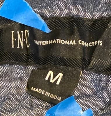 INC International Concepts Shirt Mens M Short Sleeve Chambray Button Up Blue - Thumbnail 2