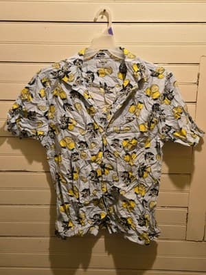 Hurley Shirt Mens L Short Sleeve Button Up Lemon Print Resort Light Blue Casual - Image 1
