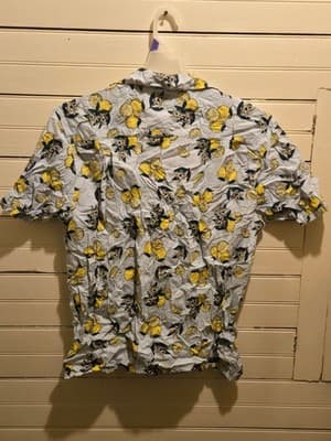 Hurley Shirt Mens L Short Sleeve Button Up Lemon Print Resort Light Blue Casual - Thumbnail 3