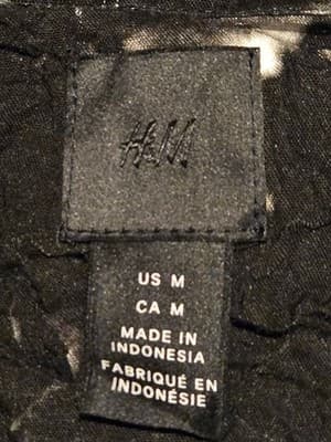 H&M Blouse Womens M Black White Floral Long Sleeve Lightweight Button Front - Thumbnail 2