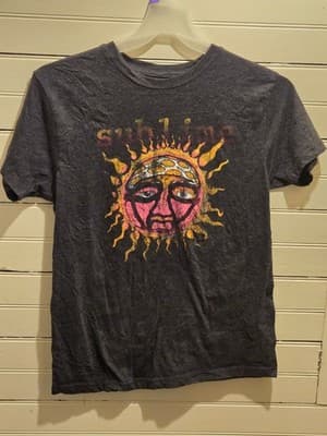 Sublime Band T-Shirt Mens L Gray Short Sleeve Sun Logo Washed Vintage Tee - Image 1