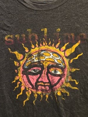 Sublime Band T-Shirt Mens L Gray Short Sleeve Sun Logo Washed Vintage Tee - Thumbnail 3