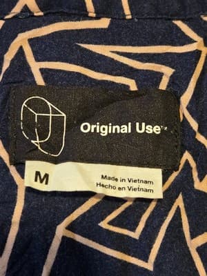 Original Use Shirt Womens M Navy Geometric Short Sleeve Button Front Casual Top - Thumbnail 2