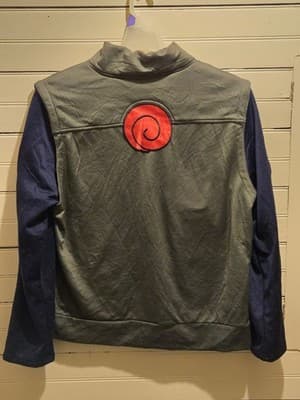 Naruto Shippuden Jacket Mens M Anime Cosplay Zip Front Patch Emblem Green Style - Thumbnail 3