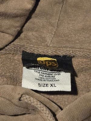UPS Hoodie Mens XL Pullover Embroidered Logo Brown 100% Cotton Heavyweight - Thumbnail 2