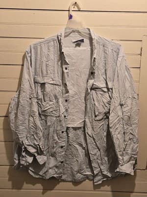 ExOfficio Shirt Mens XXL Marine Check Light Blue Long Sleeve InsectShield Nylon - Image 1