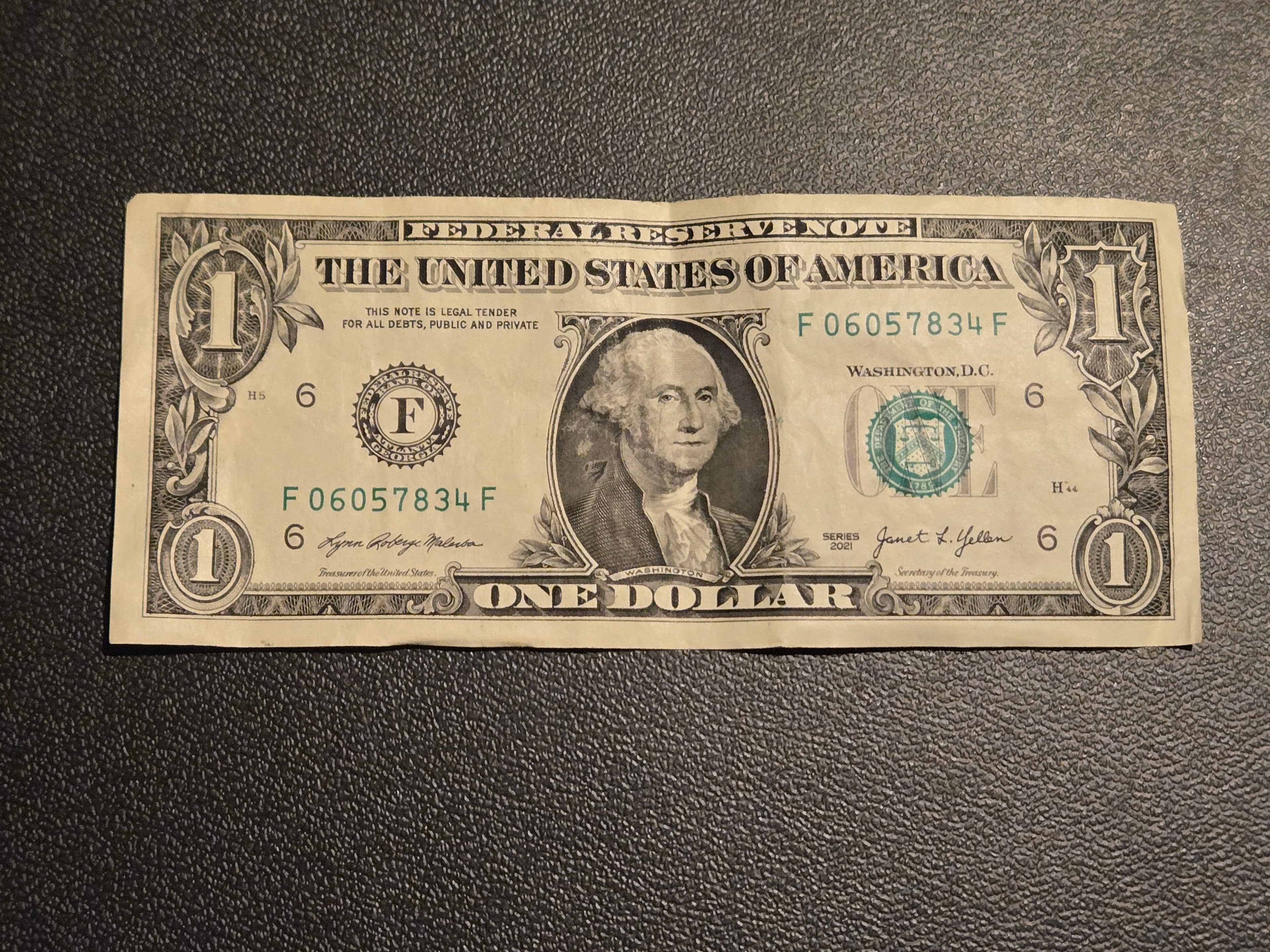 2021 US $1 Bill Paper Money - Very Fine Circulated Note - Rare Collectible - Image 1
