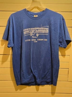 Tecmo Bowl Champ 88' Fruit of the Loom Shirt Mens XL Blue Short Sleeve Crew Neck - Image 1