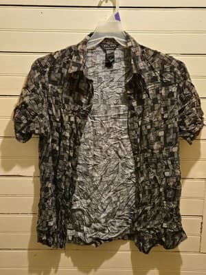 Axcess Shirt Mens M Black Gray Short Sleeve - Button Up Pattern - Image 1