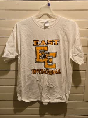 Gildan T-Shirt Mens XL East Invitational Graphic Front Map Back White Cotton - Image 1