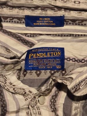 Vintage Pendleton Shirt Men's XL 100% Cotton Native Striped Long Sleeve Snap - Thumbnail 2