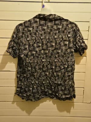 Axcess Shirt Mens M Black Gray Short Sleeve - Button Up Pattern - Thumbnail 3