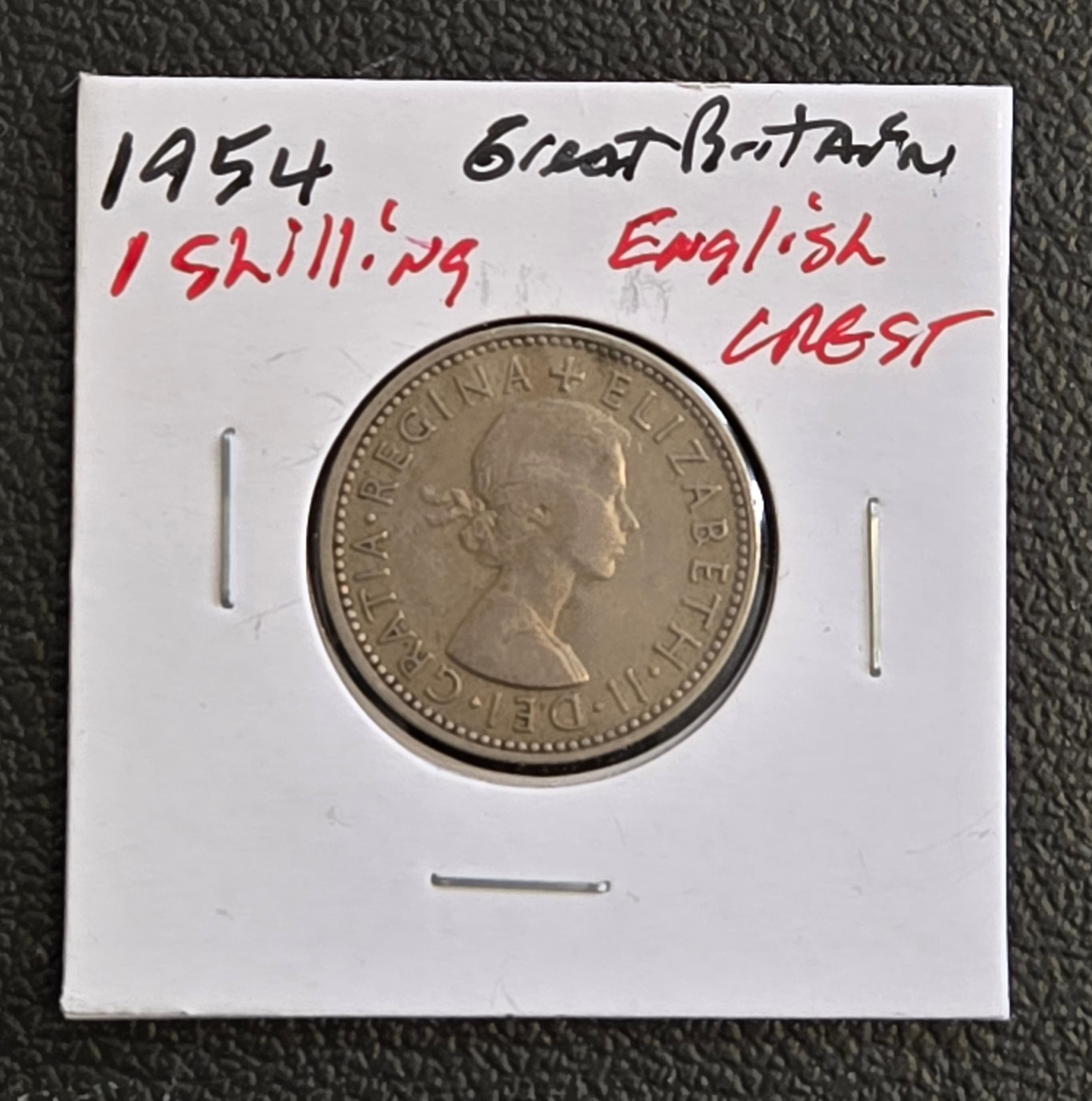 1954 Great Britain One Shilling - English Crest - Queen Elizabeth II - Image 1