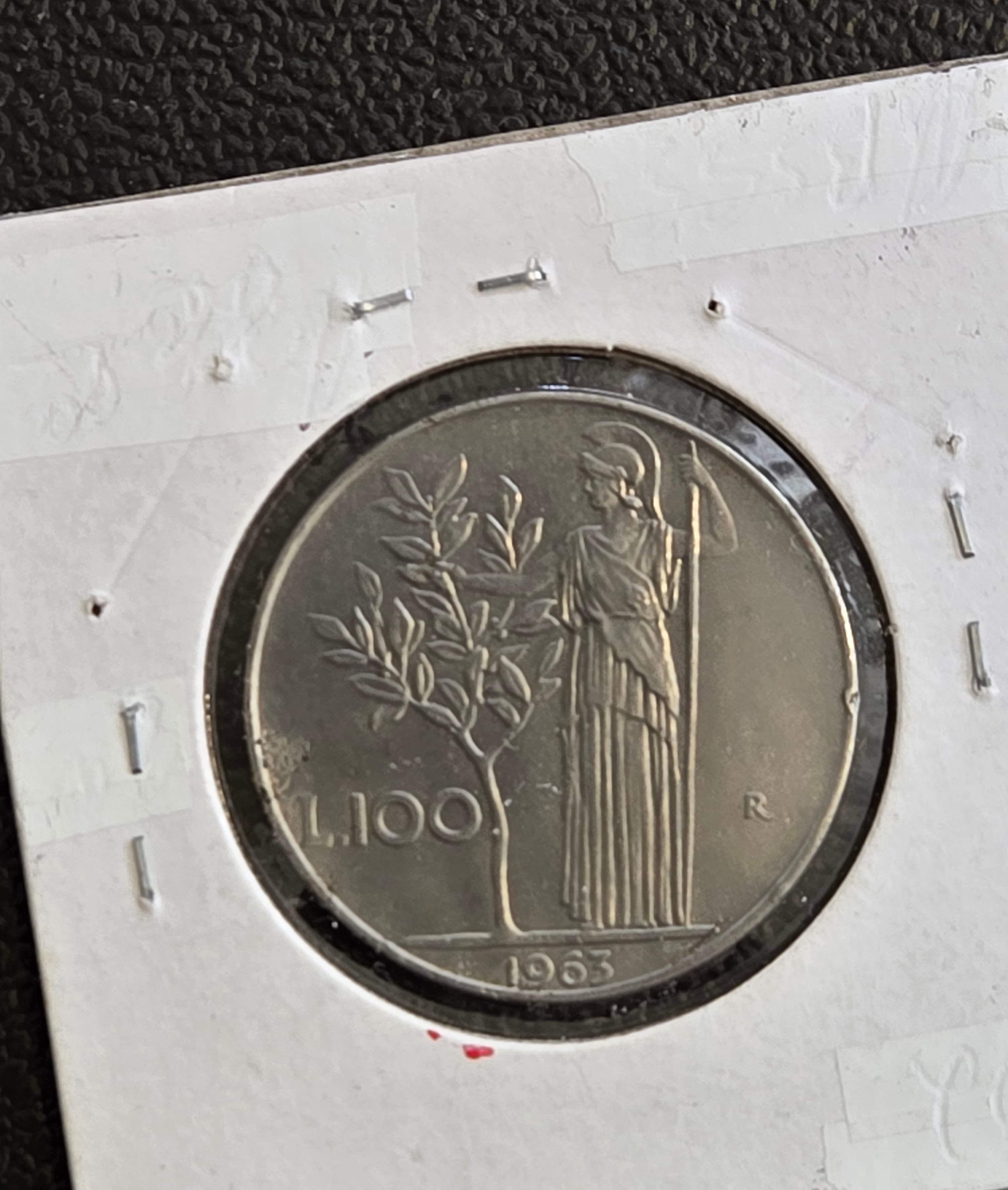 1963 Italy 100 Lire Minerva Coin - Rome Mint R - Extremely Fine XF - Thumbnail 2