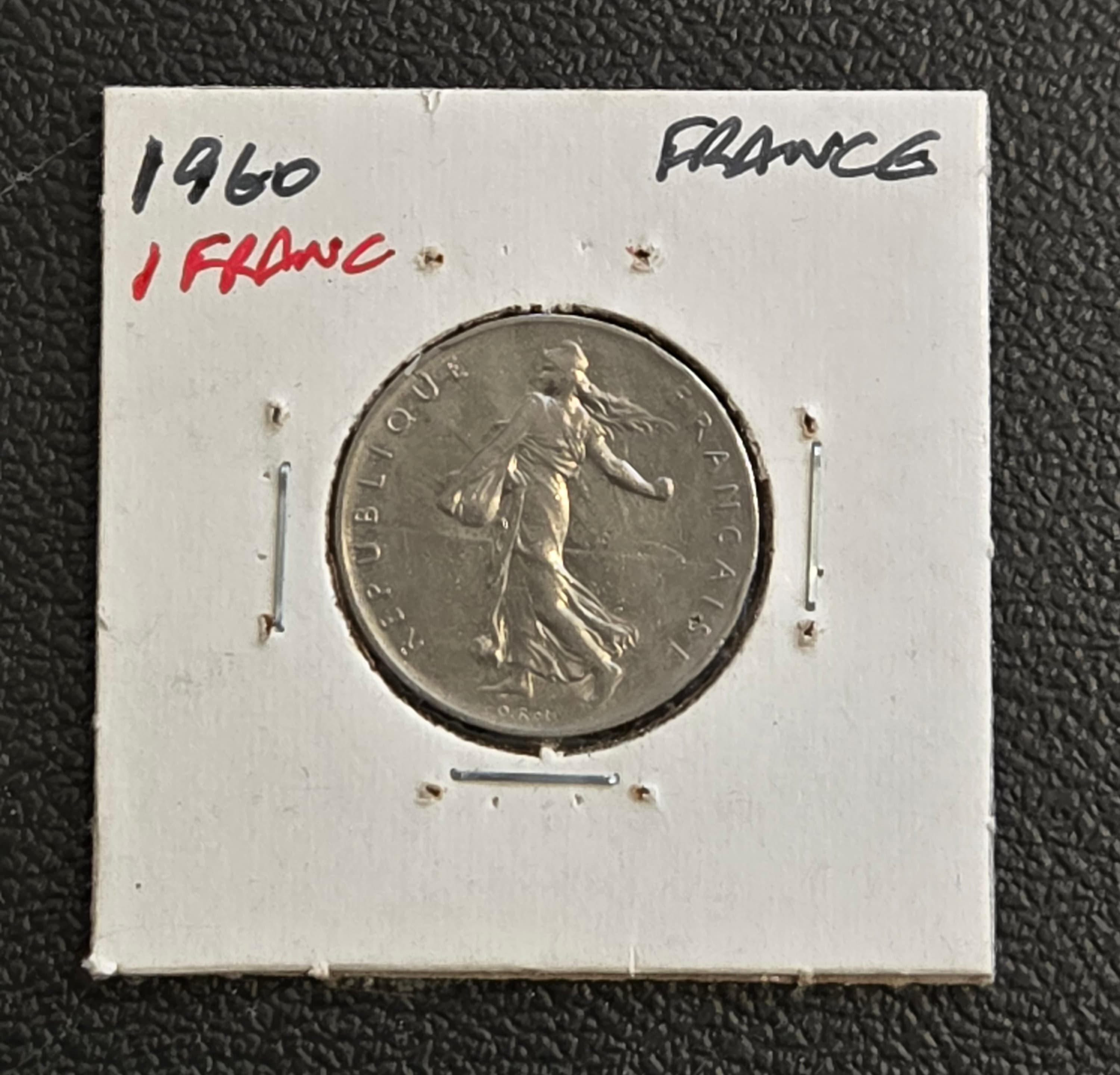 1960 France 1 Franc Coin - The Sower - La Semeuse - Sharp Detail - Image 1