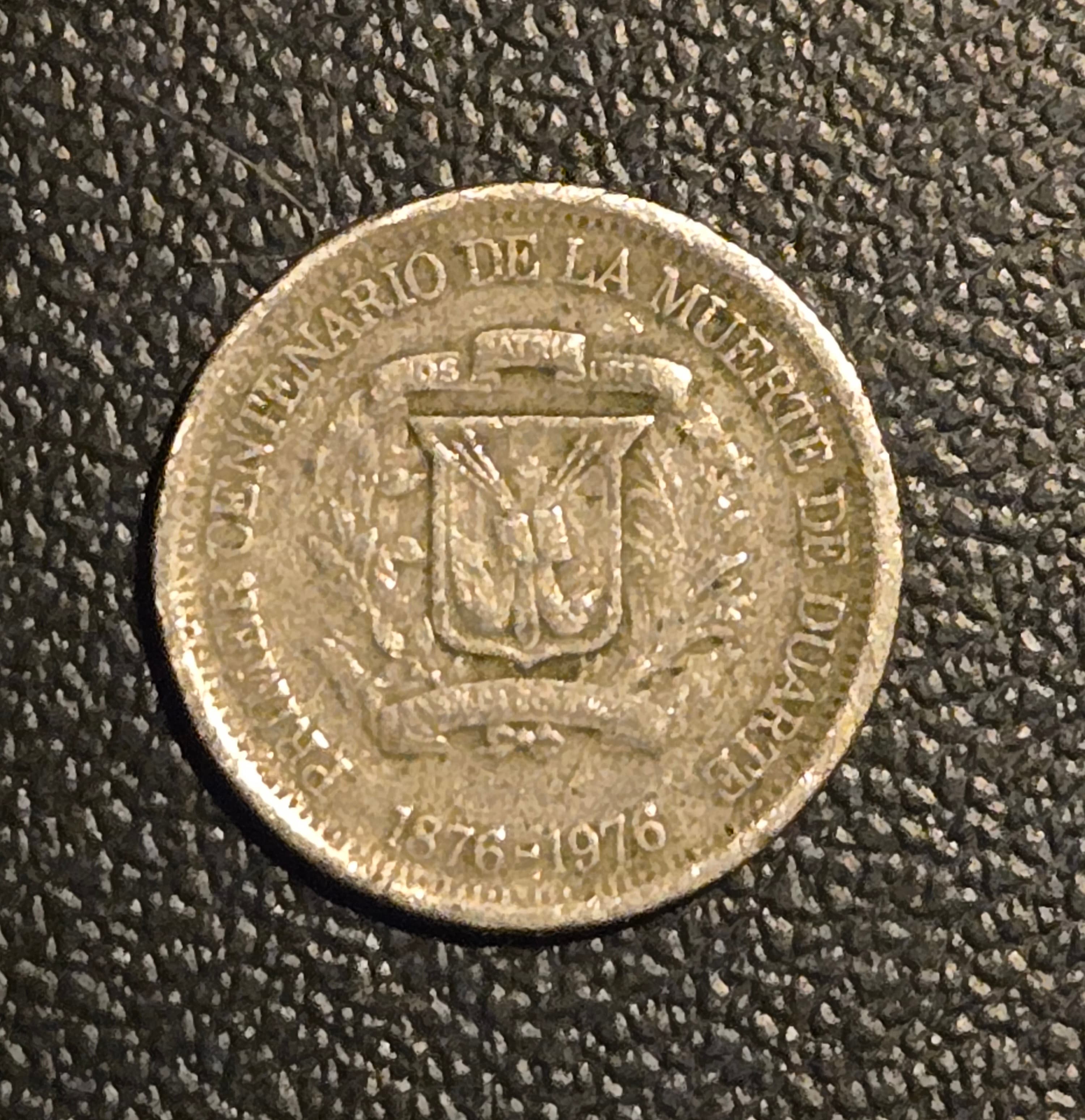 1976 Dominican Republic 25 Centavos Juan Pablo Duarte Centennial Coin mxc0 - Thumbnail 2