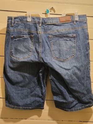 Yessica Bermuda Shorts Womens 46 Denim Floral Applique Distressed Blue W Pockets - Thumbnail 4