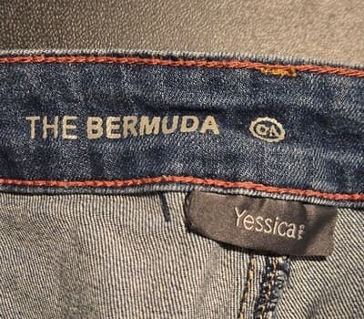 Yessica Bermuda Shorts Womens 46 Denim Floral Applique Distressed Blue W Pockets - Thumbnail 3