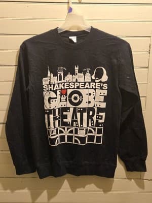 Shakespeares Globe Sweatshirt Unisex S Black Graphic Theatre Crewneck Pullover - Image 1