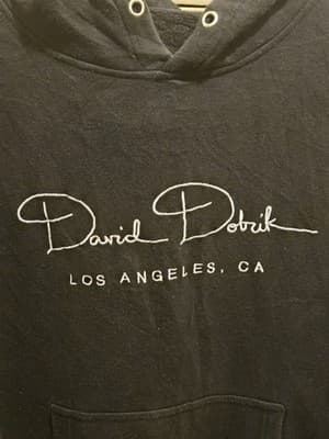 David Dobrik Hoodie Unisex M Black Embroidered Los Angeles Pullover Pocket - Thumbnail 3