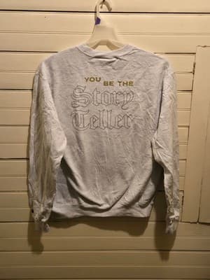 Vintage Champion Sweatshirt Mens M White "You Be The Story Teller" Switch - Image 1