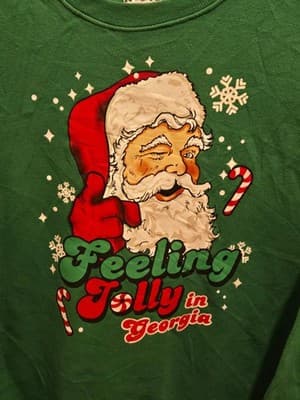 Home Free Sweatshirt Unisex M Green Holiday Crewneck Feeling Jolly in Georgia - Thumbnail 3