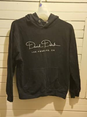 David Dobrik Hoodie Unisex M Black Embroidered Los Angeles Pullover Pocket - Image 1