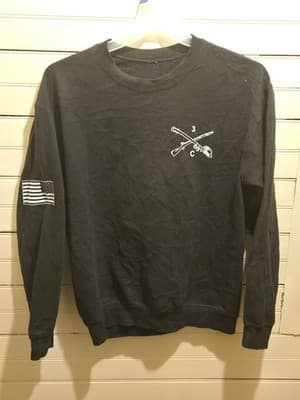 Mens Black Graphic Sweatshirt Skull Headdress Long Sleeve Crewneck USA Flag - Thumbnail 2