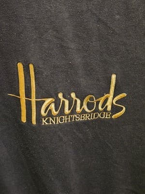 Harrods Sweatshirt Mens XL Navy Embroidered Gold Knightsbridge Crewneck Logo - Thumbnail 3