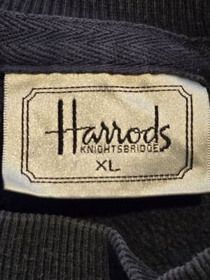 Harrods Sweatshirt Mens XL Navy Embroidered Gold Knightsbridge Crewneck Logo - Thumbnail 2
