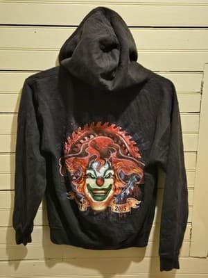 Universal Studios Hoodie Mens S Halloween Horror Nights 25 Clown Zip Up Black - Thumbnail 6