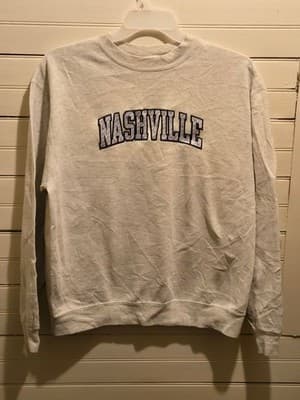 Champion Sweatshirt Mens L Nashville Crewneck Pullover Gray Embroidered Logo - Image 1
