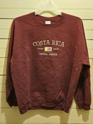 Gildan Crewneck Sweatshirt Mens L Costa Rica Embroidered Maroon Heavy Blend - Image 1