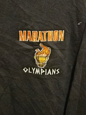Pennant Sweatshirt Mens 2XL Black Marathon Olympians 1/4 Zip Embroidered Logo - Thumbnail 3