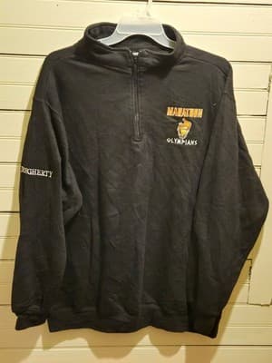 Pennant Sweatshirt Mens 2XL Black Marathon Olympians 1/4 Zip Embroidered Logo - Image 1