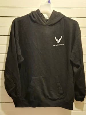 US Air Force Hoodie Mens Black Pullover Logo Back Print Military Sweatshirt - Image 1