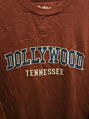 DollyWood Sweatshirt Mens L Burgundy Tennessee Logo Crewneck Pullover Theme Park - Thumbnail 3