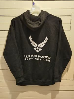 US Air Force Hoodie Mens Black Pullover Logo Back Print Military Sweatshirt - Thumbnail 4